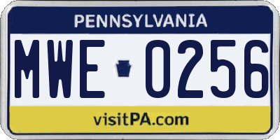 PA license plate MWE0256