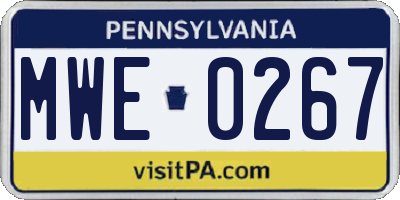 PA license plate MWE0267