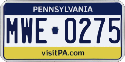 PA license plate MWE0275