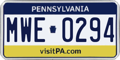 PA license plate MWE0294
