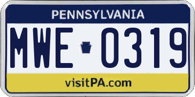 PA license plate MWE0319