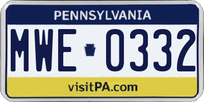 PA license plate MWE0332