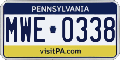 PA license plate MWE0338