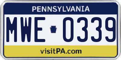 PA license plate MWE0339