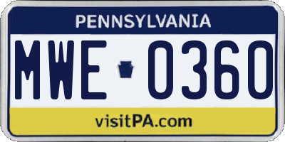 PA license plate MWE0360