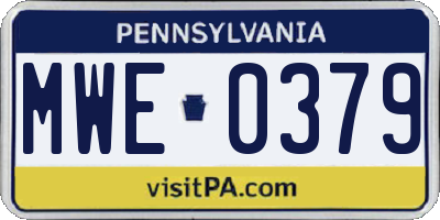 PA license plate MWE0379