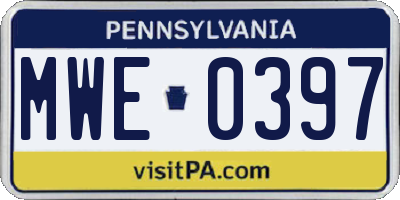 PA license plate MWE0397