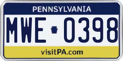PA license plate MWE0398