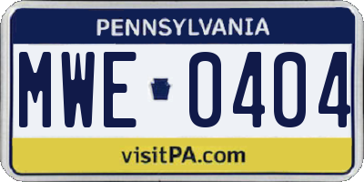 PA license plate MWE0404