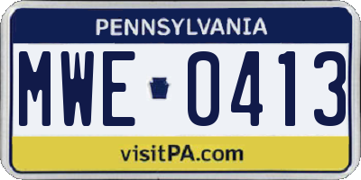 PA license plate MWE0413