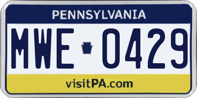 PA license plate MWE0429