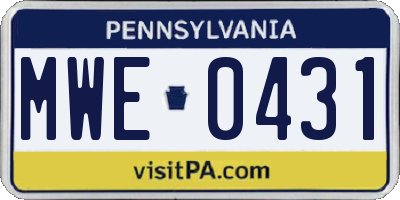 PA license plate MWE0431