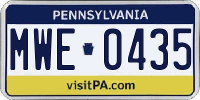 PA license plate MWE0435
