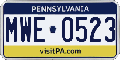 PA license plate MWE0523