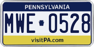 PA license plate MWE0528