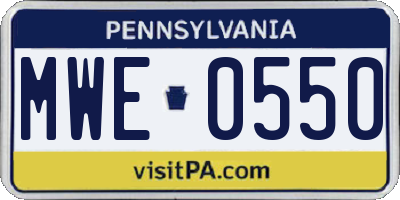 PA license plate MWE0550