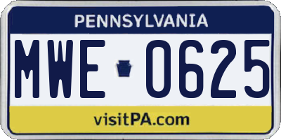 PA license plate MWE0625