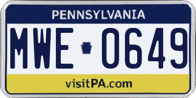 PA license plate MWE0649