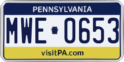 PA license plate MWE0653