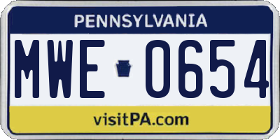 PA license plate MWE0654