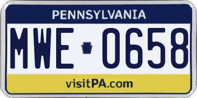 PA license plate MWE0658