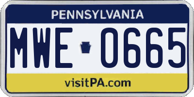PA license plate MWE0665