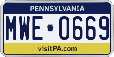 PA license plate MWE0669