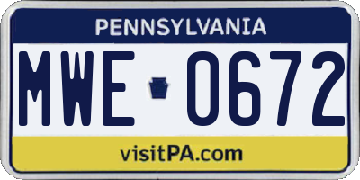 PA license plate MWE0672