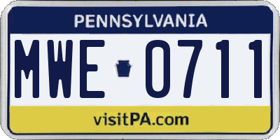 PA license plate MWE0711