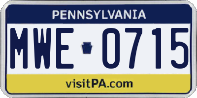 PA license plate MWE0715