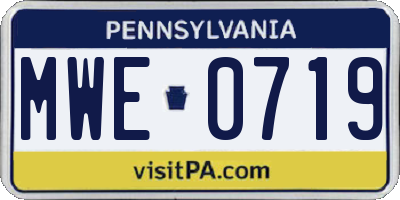 PA license plate MWE0719