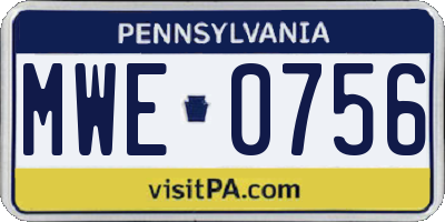 PA license plate MWE0756