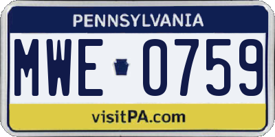 PA license plate MWE0759