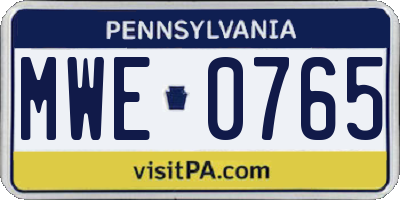 PA license plate MWE0765