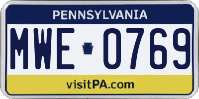 PA license plate MWE0769