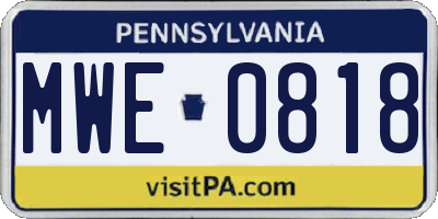 PA license plate MWE0818