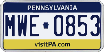PA license plate MWE0853