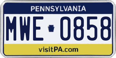 PA license plate MWE0858