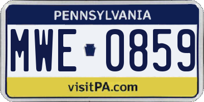 PA license plate MWE0859
