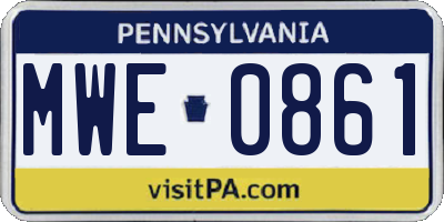 PA license plate MWE0861