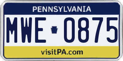 PA license plate MWE0875