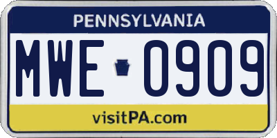 PA license plate MWE0909