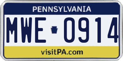 PA license plate MWE0914