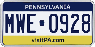 PA license plate MWE0928