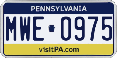 PA license plate MWE0975