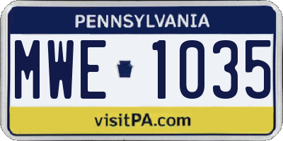 PA license plate MWE1035