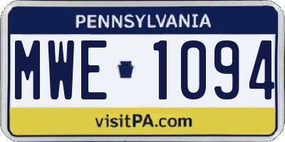 PA license plate MWE1094