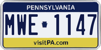 PA license plate MWE1147