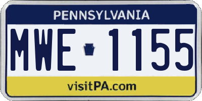 PA license plate MWE1155