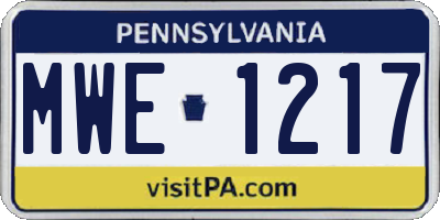PA license plate MWE1217